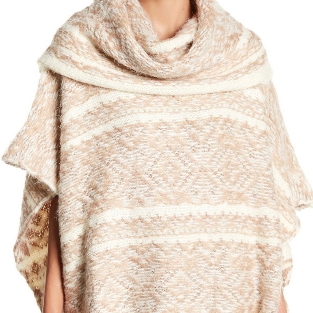 Love Stitch Cowl Neck Knit Poncho